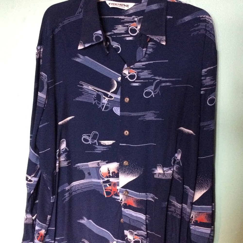 Vintage 60s? Chemise Beach Scenes Men's Shirt XL